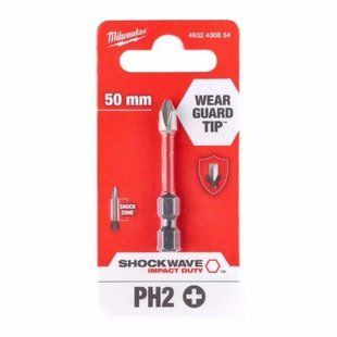 Біта SHOCKWAVE MILWAUKEE, PH2, 50мм (1 шт)